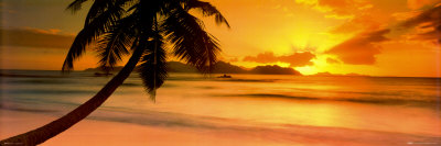 Seychelles - zonsondergang Deurposter