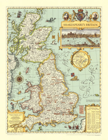 Map of Shakespeare's Britain Art Print