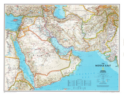 Map of Afghanistan, Pakistan and the Middle East Art Print