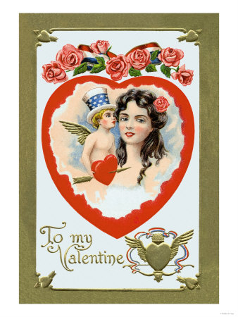 All American Patriotic Valentine Giclee Print