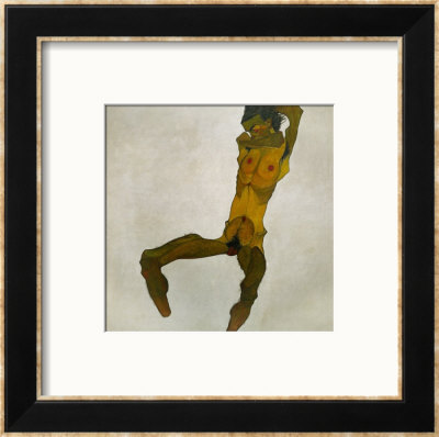 Egon Schiele, Self-Portrait, Nude Framed Giclee Print