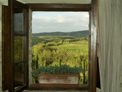 Window Looking Out Across Vineyards of the Chianti Region, Tuscany, Italy Photographic Print