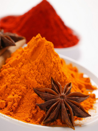 Curry Powder and Paprika, Star Anise Stampa fotografica