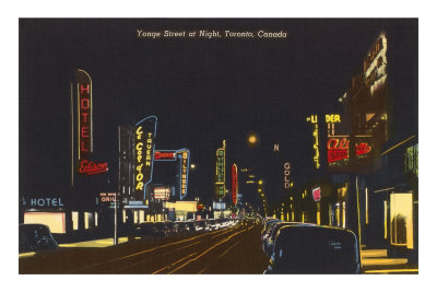 Night, Yonge Street, Toronto Masterprint