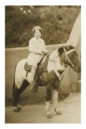 Little Girl Riding Pony Masterprint