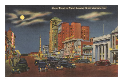 Moon over Broad Street, Augusta, Georgia Masterprint