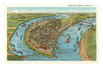 Bird's Eye View of Cairo, Illinois Masterprint