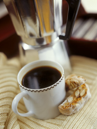 Cup of Coffee and Biscotti (Italian Almond Biscuits) Photographic Print