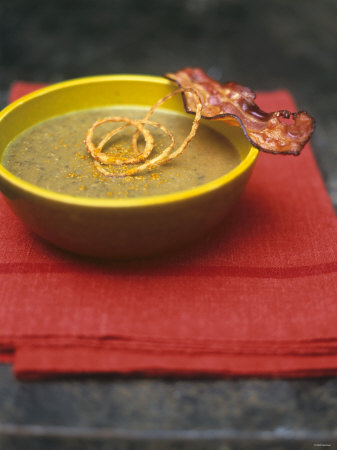 Lentil Soup with Bacon, Fried Onions and Walnut Oil Photographic Print