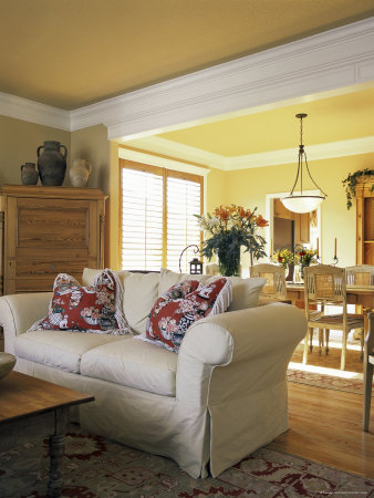 Living Room with Adjoining Dining Room Photographic Print