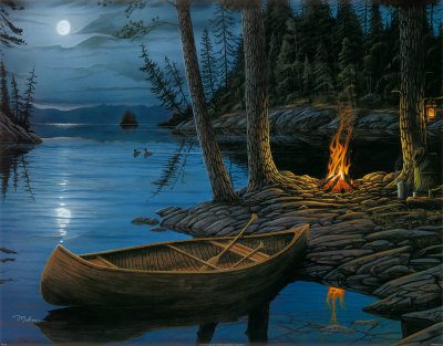 Camp Fire Canoe Prints by