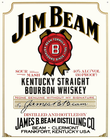 Jim Beam White Label Tin Sign