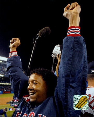 Pedro Martinez celebrating, Game 7 win - ALCS Photo