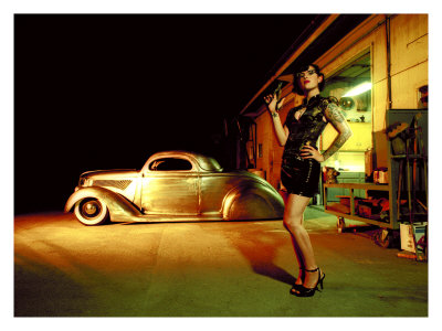  Girls on Pin Up Girl  1937 Coupe Tattoo And Leather Gicl  E Druck Von David