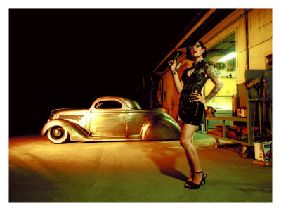Pin-Up Girl: 1937 Coupe Tattoo and Leather Giclee Print by David Perry at 