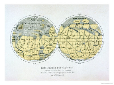 Assembled Map of the Planet Mars, from Observations Made During Six Oppositions in 1877-88 Giclee Print by Giovanni Schiaparelli