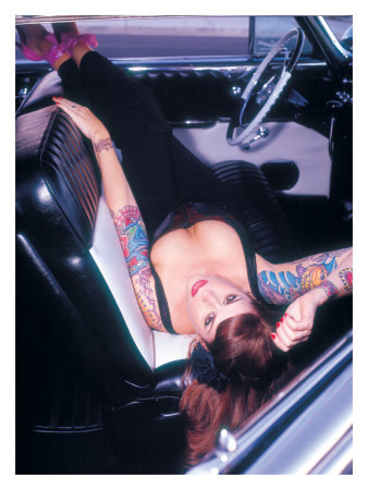 pin up girl tattoo. Pin-Up Girl: Front Seat Tattoo