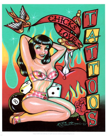 Chicks Love Tattoos Print by Kirsten Easthope at AllPosters.com