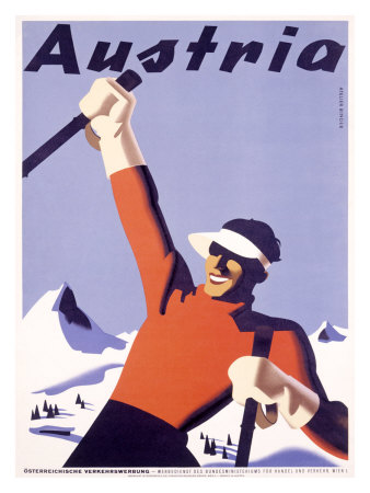Austria Ski Vacation Giclee Print by Joseph Binder