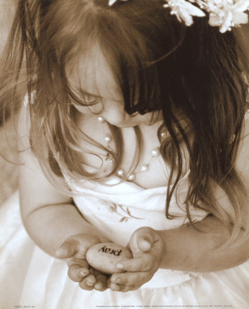 Little Girl with Pray Rock Art Print