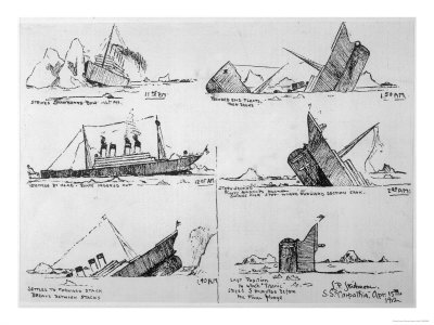 Sequence of Illustrations Showing the Sinking of the Titanic Giclee Print