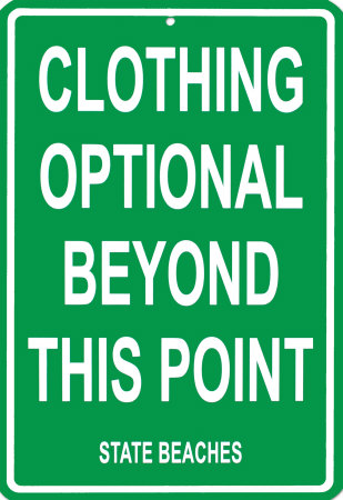 Clothing Optional Beyond This Point Tin Sign