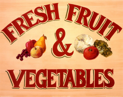 fruit and vegetables. Fruits amp; Vegetables Sign Art