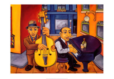 Jazz Cat Alley II Print by