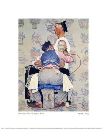 Tattoo Artist Giclee Print by Norman Rockwell at AllPosters.com