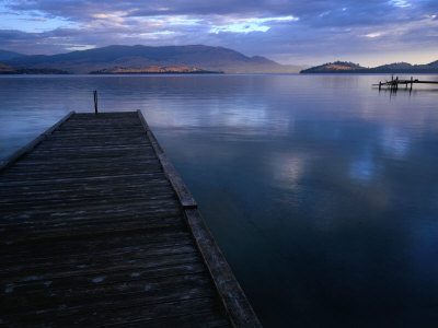 flathead lake mt. Jetty of Flathead Lake at Dusk, Montana, USA Photographic Print