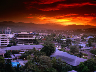 City at Sunset from Blue Mountains, Kingston, Jamaica Photographic Print