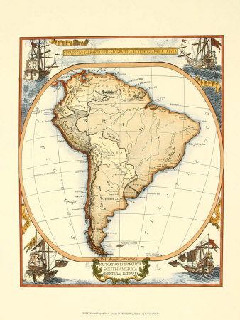 Map Of South American. Nautical Map of South America