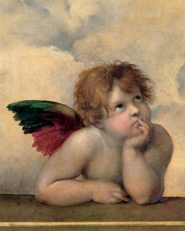 Detail of the Sistine Madonna, c.1514 Lámina