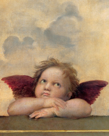 Detail of the Sistine Madonna, c.1514 Lámina