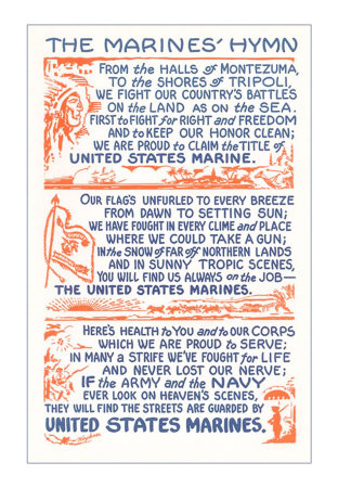 Words to Marine Hymn Art Print