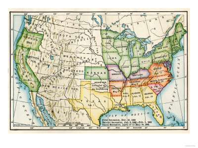 map of america states. U.S. Map Showing Seceeding