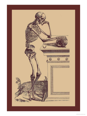 Leaning Skeleton Prints by Andreas Vesalius