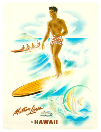 Matson Lines in Hawaii, Surfer Giclee Print by Frank Mcintosh