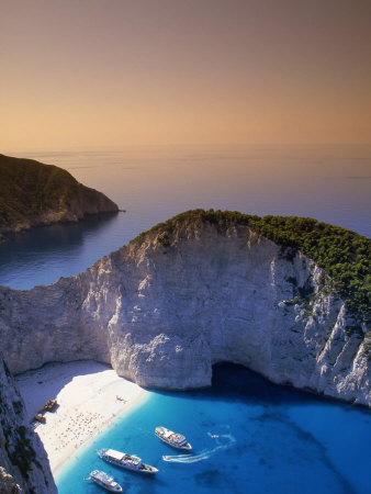 Aerial View of Smuggler Beach in Zakynthos, Greece Photographic Print