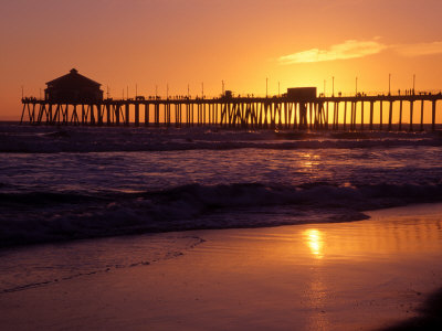 sunset on beach. Ocean Pier at Sunset,