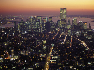 new york city skyline at night black and white. New York City Skyline at Night