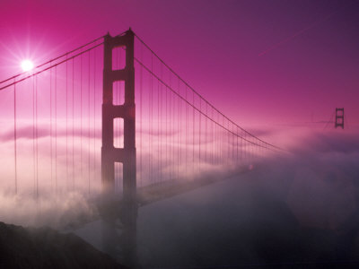 golden gate bridge fog. Golden Gate Bridge in Morning