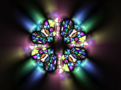 Stained Glass Style Pattern on Dark Background Photographic Print