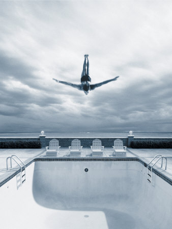 Man Diving Into an Empty Pool Photographic Print by Joseph Hancock