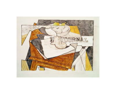 Still Life with a Newspaper and a Wooden Table Lámina giclée