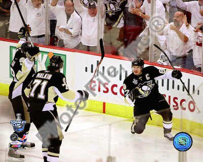 Sidney Crosby, Evgeni Malkin, & Marian Hossa Celebrate Crosby's 2nd Goal Game 3 Stanley Cup Finals Photo!