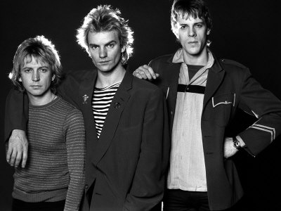 Pop Group the Police in Studio Sting with Andy Summers and Stewart Copeland