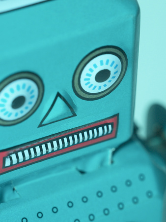 Close Up Face. Close-up of Gray Plastic Toy