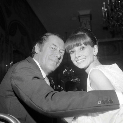 Audrey Hepburn with Rex Harrison at the New York Premier of My Fair Lady 