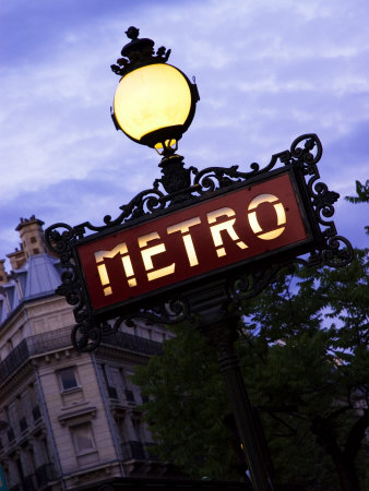Classic Art Nouveau Metro Sign at Odeon Metro Station, Paris, 